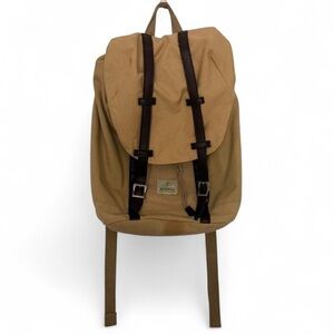 Classic Tan Canvas Backpack with Dark Brown Straps - Men